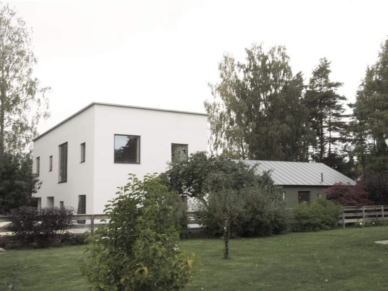 Ombyggnad nybyggnad villa Täby vy av huset av arkitekt Robert Sandell.
