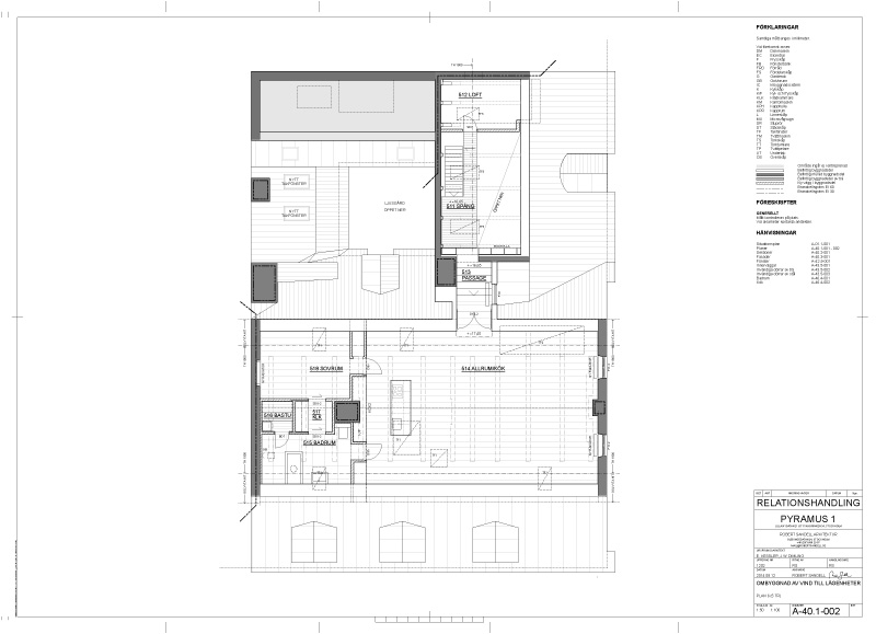 Ritning av ombyggnad av lägenhet i Stockholm, nedersta plan